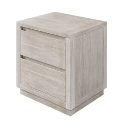 Modern Style Soild Wood 2-Drawer Nightstand Side Table For Bedroom, Living Room, Stone Gray -Best Furniture Store 41He1rS12WL