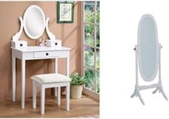 Moniya White Wood Vanity Table And Stool Set (3415WH) Medium 26 Moniya White Wood Vanity Table And Stool Set (3415WH) Medium -Best Furniture Store 41HkxJwj9tL. AC