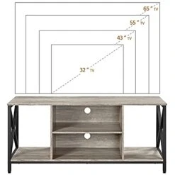 Yaheetech TV Stand For 65 Inch TV Console Table With Storage Shelves Cabinet, 55" Wood Entertainment Center For Living Room, Industrial Modern Style TV Cabinet For Flat Screens, Gray -Best Furniture Store 41HsB1RSDTS