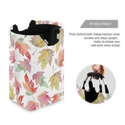 OREZI Watercolor Maple Autumn Leaf Seamless Pattern Laundry Hamper,Waterproof And Foldable Laundry Bag With Handles For Baby Nursery College Dorms Kids Bedroom Bathroom 9 OREZI Watercolor Maple Autumn Leaf Seamless Pattern Laundry Hamper,Waterproof And Foldable Laundry Bag With Handles For Baby Nursery College Dorms Kids Bedroom Bathroom -Best Furniture Store 41HvS0nzTFL