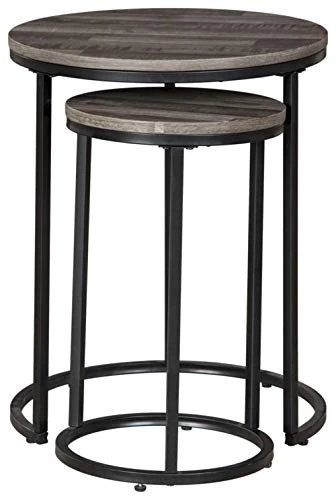 Signature Design By Ashley Briarsboro Urban Industrial Nesting Accent Table Set, 2 Count, Black & Gray 3 Signature Design By Ashley Briarsboro Urban Industrial Nesting Accent Table Set, 2 Count, Black & Gray - Image 3
