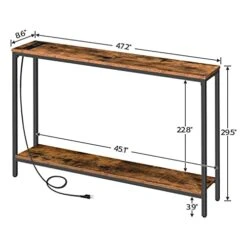 HOOBRO Console Table With Charging Station, 47.2” Narrow Entryway Table With Power Outlets And USB Ports, Skinny Sofa Table, Behind Couch Table, For Entryway, Hallway, Foyer, Rustic Brown BF201XG01 7 HOOBRO Console Table With Charging Station, 47.2” Narrow Entryway Table With Power Outlets And USB Ports, Skinny Sofa Table, Behind Couch Table, For Entryway, Hallway, Foyer, Rustic Brown BF201XG01 -Best Furniture Store 41HyyhnKq0L