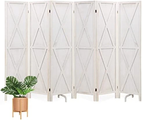 Room Divider 6 Panel, Wooden Room Divider Wall, 6 Panel Folding Privacy Screens, Freestanding Room Partition For Office Kitchen Bedroom Balcony (White) 13 Room Divider 6 Panel, Wooden Room Divider Wall, 6 Panel Folding Privacy Screens, Freestanding Room Partition For Office Kitchen Bedroom Balcony (White) - Image 13