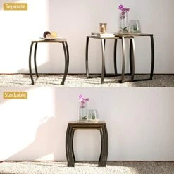 SRIWATANA Nesting Tables, Vintage Side End Tables Living Room, Coffee Snack Table Set Of 3 -Best Furniture Store 41I2GSlFFGL