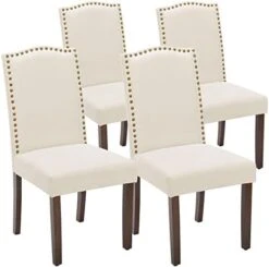 OLIXIS Dining Chairs Set Of 4, Living Room Chairs, Dining Room Chairs, Upholstered Fabric Dining Chairs, Parsons Chairs With Nailhead Trim And Wood Legs, Modern Armless Kitchen Side Chair, Dark Brown -Best Furniture Store 41I4FPBBRnL. AC