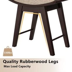 Vanity Stool With Rubberwood Legs, Vanity Bench, Vanity Seat With Padded Cushion, Capacity 330lb, Makeup Dressing Stool For Bedroom, Brown -Best Furniture Store 41I8VsJXNDL