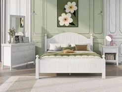 Bedroom Sets, 5 Pieces Bedroom Sets, Wood Bedroom Sets With Queen Platform Bed, Nightstand*2, Dresser & Mirror, Champagne Silver -Best Furniture Store 41IHV4KmCVL. AC 1