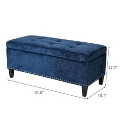 Joveco Storage Ottoman Bench Microfiber Rectangular Button Tufted Footstool Toy Chests & Storage Room Organizer (Dark Royal Blue) -Best Furniture Store 41II7nJFreL