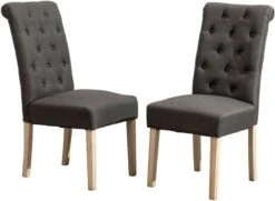 Roundhill Furniture Habit Solid Wood Tufted Parsons Charcoal Dining Chair, Set Of 2 -Best Furniture Store 41ILVLUDL. AC