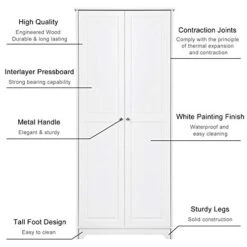 VINGLI 72” White Pantry Cabinets, Tall Kitchen Pantry Storage Cabinet With Doors And Adjustable Shelves, Kitchen Cupboard For Dinning Room, Laundry & Utility Room, Apartment -Best Furniture Store 41ILzIHuUFL