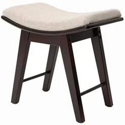 Vanity Stool With Rubberwood Legs, Vanity Bench, Vanity Seat With Padded Cushion, Capacity 330lb, Makeup Dressing Stool For Bedroom, Brown