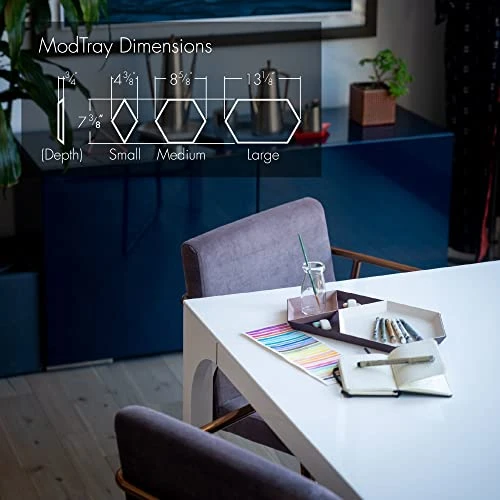 LINE+ARC ModTrays (Joshua Tree) Metal Stacking Decorative Trays For Coffee Table, Nesting, Geometric, Modern, Catchall For Vanity, Jewelry, Ottoman, Housewarming 4 LINE+ARC ModTrays (Joshua Tree) Metal Stacking Decorative Trays For Coffee Table, Nesting, Geometric, Modern, Catchall For Vanity, Jewelry, Ottoman, Housewarming - Image 4