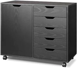 5-Drawer Wood Dresser Chest With Door, Mobile Storage Cabinet, Printer Stand For Home Office -Best Furniture Store 41IhnWai6LL. AC