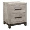 Benjara Adia 24 Inch Classic 2 Drawer Nightstand Metal Handles Rustic Gray Finish