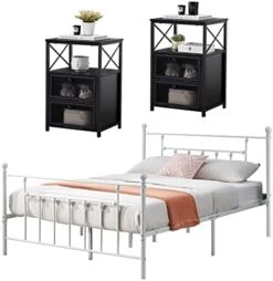 Twin Bed Frame And Versatile Nightstands Set Of 2, Platform With Headboard,Night Stands Side End Tables With Storage Drawers For Bedroom, Living Room, Easy Assemble, Black+Brown 29 Twin Bed Frame And Versatile Nightstands Set Of 2, Platform With Headboard,Night Stands Side End Tables With Storage Drawers For Bedroom, Living Room, Easy Assemble, Black+Brown -Best Furniture Store 41IrtUpDHcL. AC
