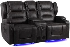 SAMERY Electric Power Recline Chair Loveseat RV Sofa With Console + Single Massage Recliner Chairs, Double Recliner 2-Seater RV Couch Home Theater Seating With USB Charging/Lighting/Cup Holders 22 SAMERY Electric Power Recline Chair Loveseat RV Sofa With Console + Single Massage Recliner Chairs, Double Recliner 2-Seater RV Couch Home Theater Seating With USB Charging/Lighting/Cup Holders -Best Furniture Store 41IvafMVCrL. AC