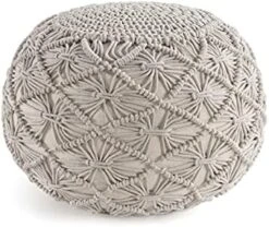 Pouf Ottoman - Hand Knitted Macrame Ottoman Pouf, Large Pouf Ottoman Foot Rest For Couch, 100% Cotton Cord, Poufs For Living Room, Floor Pouf Ottoman - 20 Diameter X 14 Height - Pure Natural -Best Furniture Store 41J iubY6L. AC