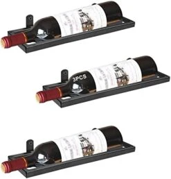 YALINKA Metal Wall Mounted Wine Racks, Hanging Wine Bottle Display Organizer Holder With Screws, Beverages Liquor Bottles Storage Shelf For Home Kitchen Bar Decor (Black 9) -Best Furniture Store 41J7vAncgL. AC