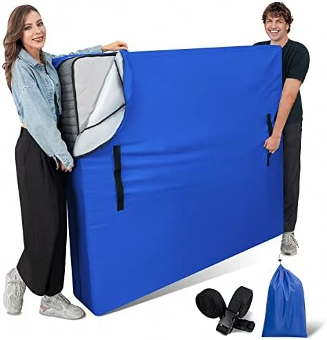 Queen Mattress Bag For Storage Moving Protector, Waterproof Reusable Mattress Cover With Heavy Duty 8 Handles Water Resistant Zipper Closure And 2 Adjustable Straps, Bright Blue 15 Queen Mattress Bag For Storage Moving Protector, Waterproof Reusable Mattress Cover With Heavy Duty 8 Handles Water Resistant Zipper Closure And 2 Adjustable Straps, Bright Blue - Image 15