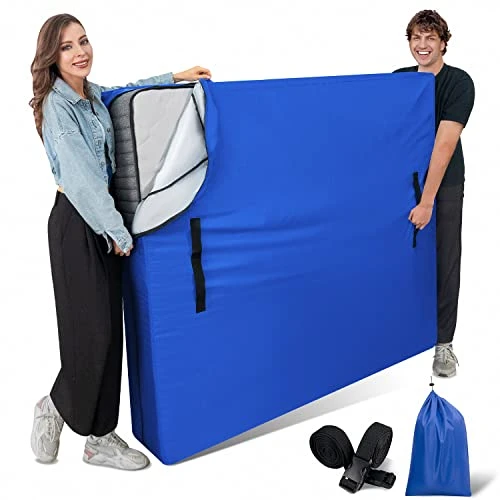 Queen Mattress Bag For Storage Moving Protector, Waterproof Reusable Mattress Cover With Heavy Duty 8 Handles Water Resistant Zipper Closure And 2 Adjustable Straps, Bright Blue 1 Queen Mattress Bag For Storage Moving Protector, Waterproof Reusable Mattress Cover With Heavy Duty 8 Handles Water Resistant Zipper Closure And 2 Adjustable Straps, Bright Blue