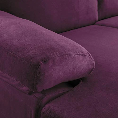 Casa Andrea Milano Modern Large Velvet Fabric Sectional Sofa Couch With Extra Wide Chaise Lounge With Golden Legs, L Shaped, Purple 6 Casa Andrea Milano Modern Large Velvet Fabric Sectional Sofa Couch With Extra Wide Chaise Lounge With Golden Legs, L Shaped, Purple - Image 6