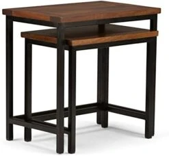 SIMPLIHOME Skyler SOLID MANGO WOOD And Metal 25 Inch Wide Rectangle Nesting 2 Pc Side Table In Dark Cognac Brown, Fully Assembled, For The Living Room And Bedroom -Best Furniture Store 41Jg2wTpZ1L. AC