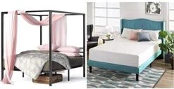 INUS Patricia Black Metal Canopy Platform Bed Frame / Mattress Foundation With Steel Slat Support / No Box Spring Needed / Easy Assembly, Queen -Best Furniture Store 41Jgbg11cvL. AC