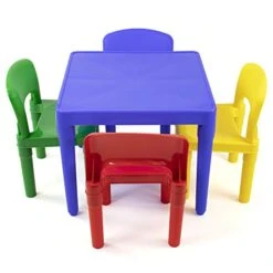 Humble Crew Kids Plastic 4 Set, Blue Table/Primary Chairs & White/Primary Kids' Toy Storage Organizer With 12 Plastic Bins -Best Furniture Store 41JjDzxJMnL