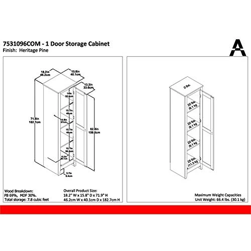 Ameriwood Home Farmington Wide Storage Cabinet, 18", Rustic 1 Ameriwood Home Farmington Wide Storage Cabinet, 18", Rustic