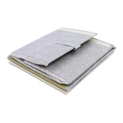 66759 Small Stackable Storage Box (2 Pack) With Magnetic Secured Lid-25x35x25cm-Cream, Canvas, Cream, 25cm X 35cm X 25cm -Best Furniture Store 41Jrox2r5mL