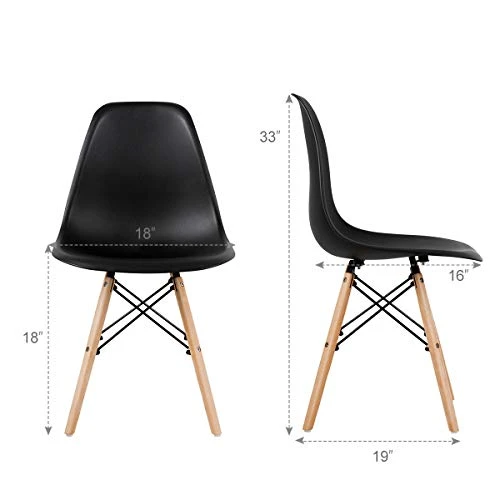 GOFLAME DSW Dining Chairs, Shell Plastic Chairs With Wood Legs, Modern Style Armless Chairs For Living Room Kitchen Bedroom, Eiffel DSW Style Side Chairs With Ergonomic Backrest Set Of 4, Black 4 GOFLAME DSW Dining Chairs, Shell Plastic Chairs With Wood Legs, Modern Style Armless Chairs For Living Room Kitchen Bedroom, Eiffel DSW Style Side Chairs With Ergonomic Backrest Set Of 4, Black - Image 4