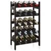 SMIBUY Bamboo Wine Rack, 20 Bottles Display Holder, 5-Tier Free Standing Storage Shelves For Kitchen, Pantry, Cellar, Bar (Black)