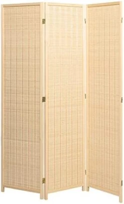 Legacy Decor 3 Panel Natural Color Wood And Bamboo Weave Room Divider -Best Furniture Store 41K4cQ WTeL. AC