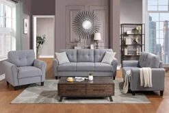 Harper & Bright Designs 3-Piece Living Room Storage Sofa Set With 3-Seat Couch, Loveseat And Single Armchair, Silver Nailhead Trim/Hidden Storage Space Under Seat/Classical Wooden Legs/Beige Fabric -Best Furniture Store 41K9RQIdWXL. AC