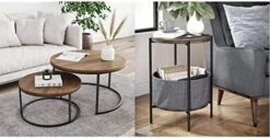 Nathan James Stella Round Modern Nesting Coffee Set Of 2, Stacking Living Room Accent Tables With Tabletops And Matte Metal Frame, Reclaimed Oak/Gunmetal -Best Furniture Store 41KAYK3CgwL. AC