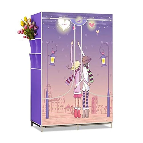 HMGGDD Simple Wardrobe Reinforced Thicken Cloth Sturdy Steel Frame Assembly Oxford Locker Hanging Wardrobe 1 HMGGDD Simple Wardrobe Reinforced Thicken Cloth Sturdy Steel Frame Assembly Oxford Locker Hanging Wardrobe