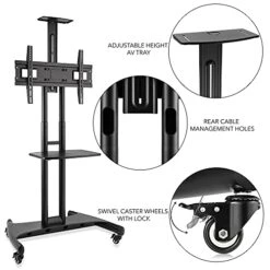 Mount Factory Rolling TV Cart Mobile TV Stand For 40-65 Inch Flat Screen, LED, LCD, OLED, Plasma, Curved TV's - Universal Mount With Wheels -Best Furniture Store 41KN18rX5oS
