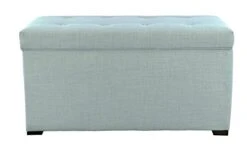 Angela Collection Button Tufted Upholstered Lift Top Medium Sized Bedroom Chest Storage Trunk, HJM100 Series, Sea Mist
