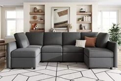LINSY HOME Modular Sectional Sofa, Convertible U Shaped Sofa Couch With Storage, Memory Foam, Modular Sectionals With Ottomans, 6 Seat Sofa Set With Chaise For Living Room, Grey -Best Furniture Store 41Kc4fXZMZL. AC