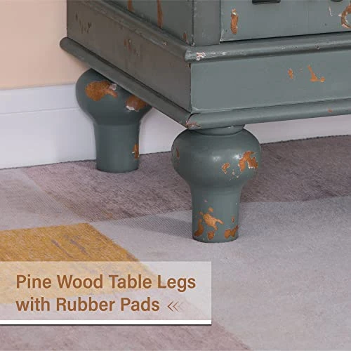 MFSTUDIO Accent Tall Wood Storage Cabinet Buffet Sideboard Hollow-Carved Floral 2 Doors Distressed Decorative For Living Room Kitchen Stand Entryway Hallway, 13.8" Dx31.5 Wx47.4 H, Blue 4 MFSTUDIO Accent Tall Wood Storage Cabinet Buffet Sideboard Hollow-Carved Floral 2 Doors Distressed Decorative For Living Room Kitchen Stand Entryway Hallway, 13.8" Dx31.5 Wx47.4 H, Blue - Image 4