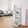 NO MORE TAG Ladder Shelf, Folding 4-Tier Ladder Shelf, Wood Plant Shelf, Decorative Shelves Collapsible, Flower Display Storage Rack For Living Room, Home Office, Kitchen, Bedroom, No Assembly, White