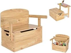 HONEY JOY Kids Table And Chair Set, 3-in-1 Convertible Wooden Toy Storage Bench With Handle, Toddler Furniture Set For Daycare Playroom, Gift For Boys Girls 3+ (White) -Best Furniture Store 41L6W1cNYwL. AC