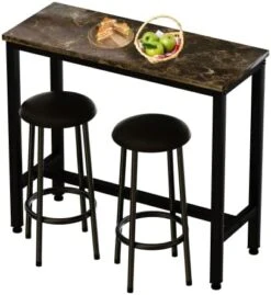 AWQM Bar Table Set With Storage Shelves, 47" White Modern Faux Marble Breakfast Table With 2 Stools, 3-Piece Dining Set For 2, Space Saving Table For Kitchen/Dinning Room/Living Room/Bedroom/Office 21 AWQM Bar Table Set With Storage Shelves, 47" White Modern Faux Marble Breakfast Table With 2 Stools, 3-Piece Dining Set For 2, Space Saving Table For Kitchen/Dinning Room/Living Room/Bedroom/Office -Best Furniture Store 41LDv1xBH9L. AC