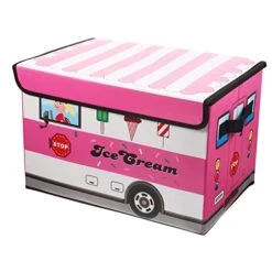 Cabilock Box Folding Storage Box School Bus Toy Organizer Girls Toy Chest Kids Toy Bin With Lids Toy Storage Bins With Lids Large Fabric Storage Bins Large Toy Storage Organizer Kids Case