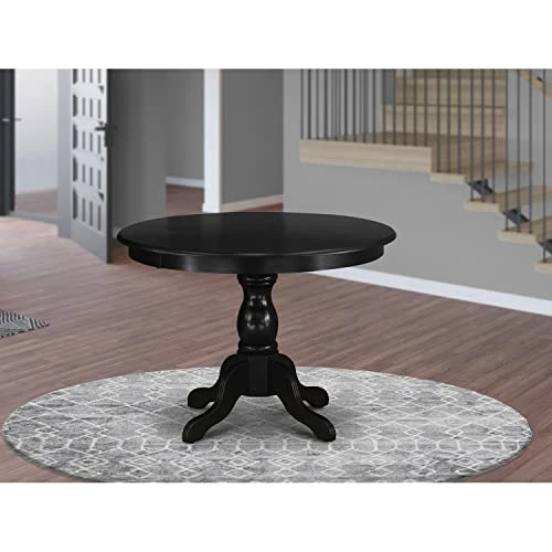 East West Furniture Dinner HBT-ABK-TP Dining Room Table Round Tabletop And 42 X 29.5-Black Finish 2 East West Furniture Dinner HBT-ABK-TP Dining Room Table Round Tabletop And 42 X 29.5-Black Finish - Image 2