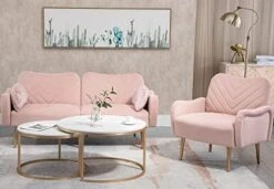 Lin-Utrend Accent Chair With Arms For Living Room,Lounge Armchair, Modern Tufted Single Chair With Gold Metal Legs Upholstered Reading Club Chair For Bedroom,Studio, Office, Powder Room(Olive) -Best Furniture Store 41LiDXxIcKL. AC