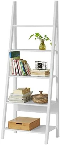 Haotian FRG61-W, White Modern 5 Tiers Ladder Shelf Bookcase, Storage Display Shelving, Wall Shelf 6 Haotian FRG61-W, White Modern 5 Tiers Ladder Shelf Bookcase, Storage Display Shelving, Wall Shelf - Image 6