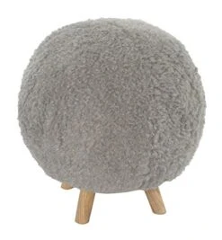 CRITTER SITTERS 19-in.-Seat Height Plush Gray Pouf Ottoman With 4 Spindle Legs - Furniture For Nursery, Bedroom, Playroom, And Living Room Decor