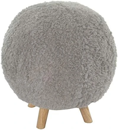 CRITTER SITTERS 19-in.-Seat Height Plush Gray Pouf Ottoman With 4 Spindle Legs - Furniture For Nursery, Bedroom, Playroom, And Living Room Decor 6 CRITTER SITTERS 19-in.-Seat Height Plush Gray Pouf Ottoman With 4 Spindle Legs - Furniture For Nursery, Bedroom, Playroom, And Living Room Decor - Image 6