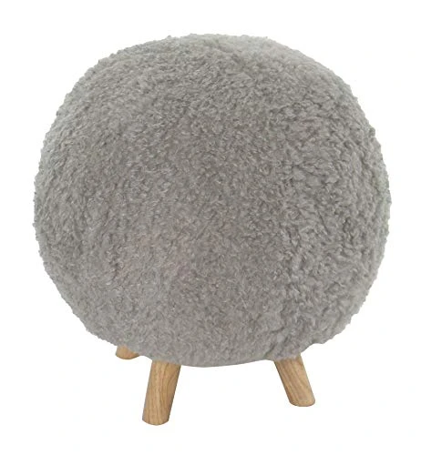 CRITTER SITTERS 19-in.-Seat Height Plush Gray Pouf Ottoman With 4 Spindle Legs - Furniture For Nursery, Bedroom, Playroom, And Living Room Decor 1 CRITTER SITTERS 19-in.-Seat Height Plush Gray Pouf Ottoman With 4 Spindle Legs - Furniture For Nursery, Bedroom, Playroom, And Living Room Decor